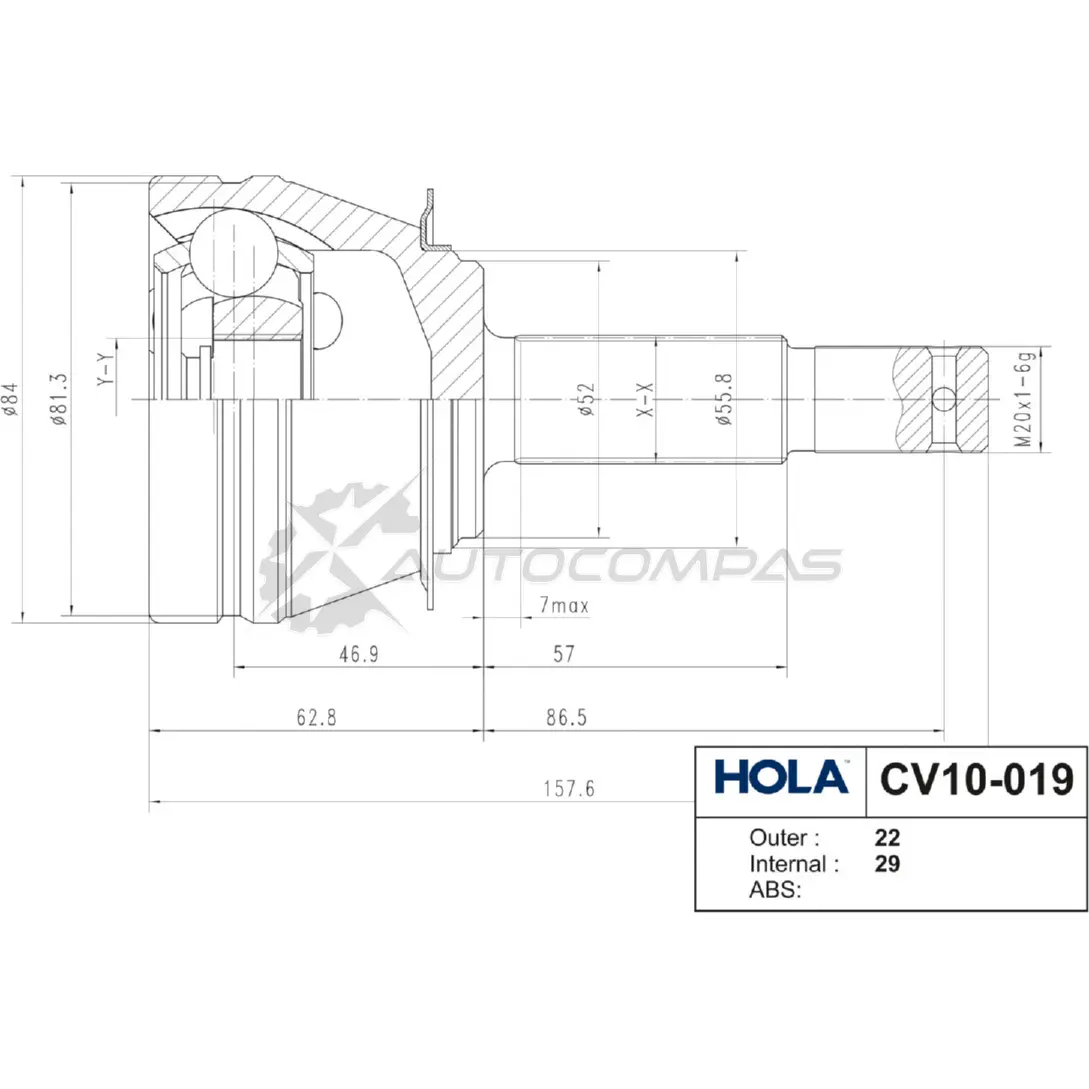 ШРУС наружный HOLA CV10-019 1441273329 7TF 1I4U изображение 1