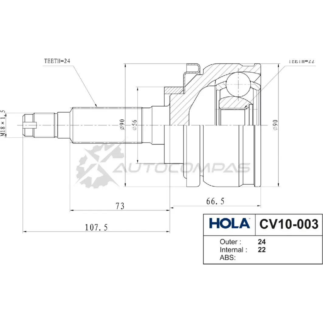 ШРУС наружный HOLA CV10-003 ZI1Q0 6P 1441273324 изображение 1