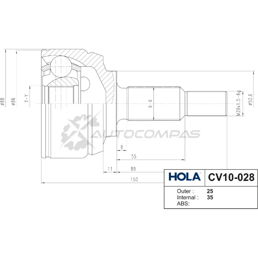 ШРУС наружный HOLA CV10-028 1441273345 4SQ OX - Изображение 1