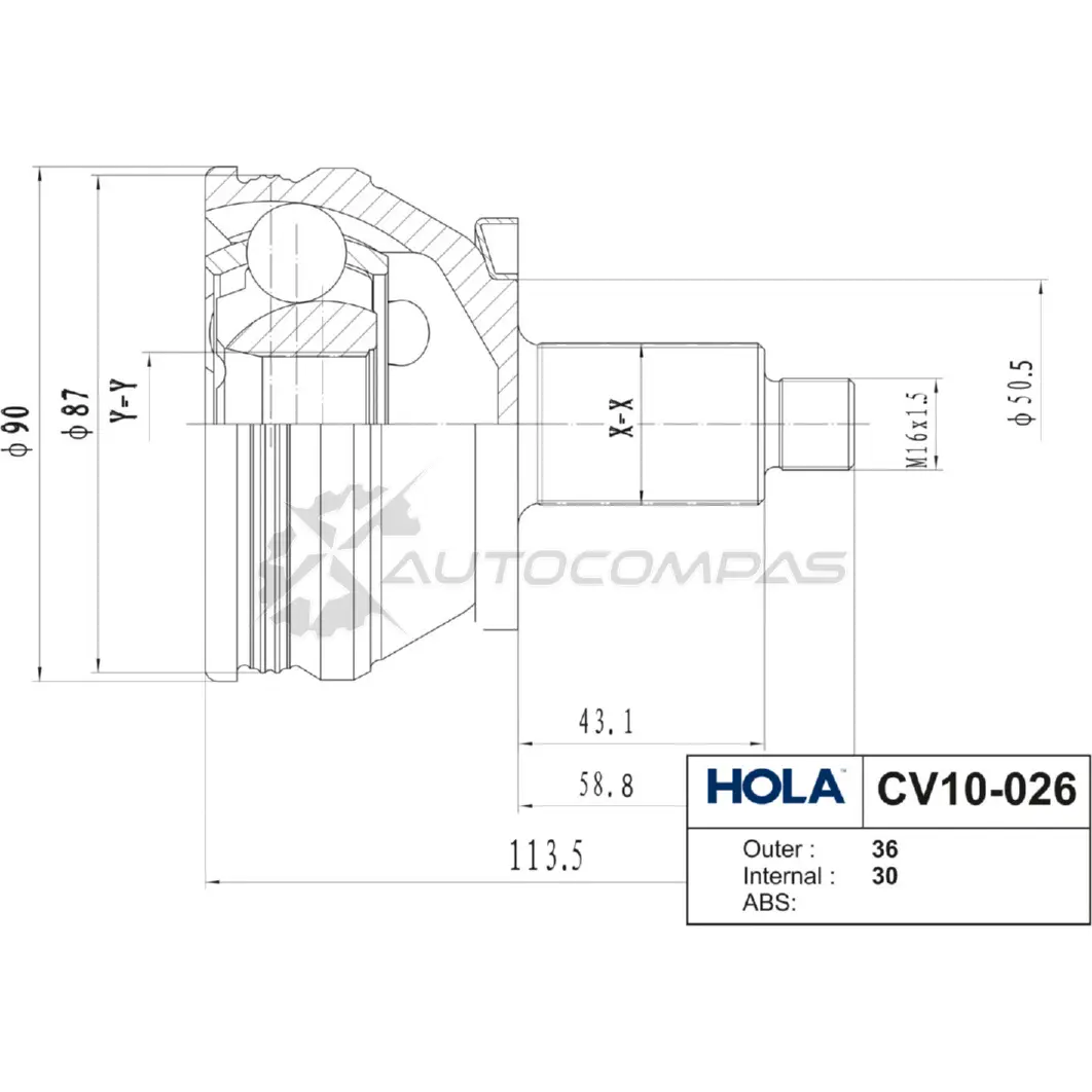 ШРУС наружный HOLA 1441273360 5CG FXK CV10-026 изображение 0