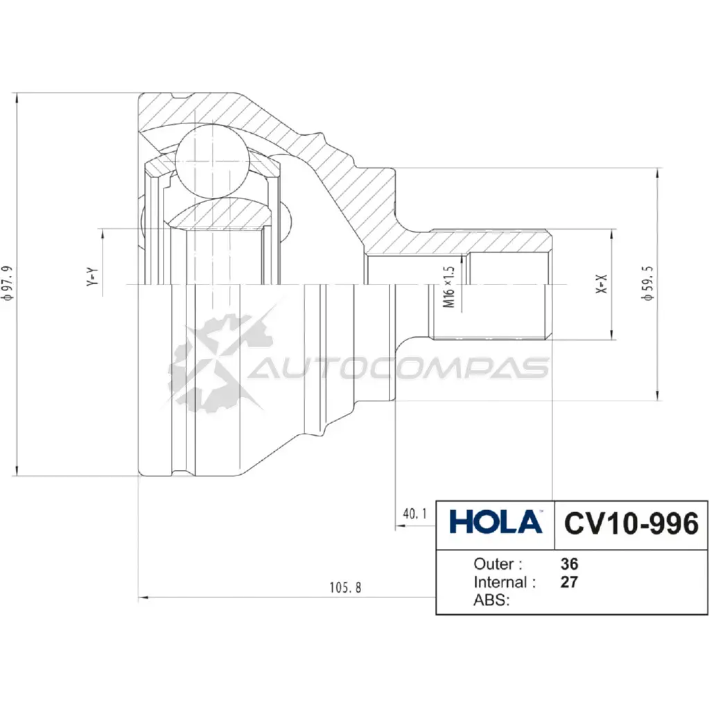 ШРУС наружный HOLA CV10-996 11J 91 1424603556 - Изображение 1