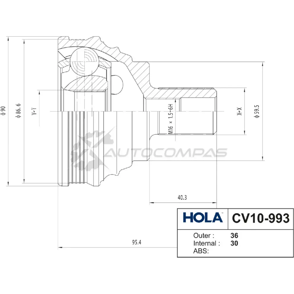 ШРУС наружный HOLA CV10-993 O5 6UQ 1424603553