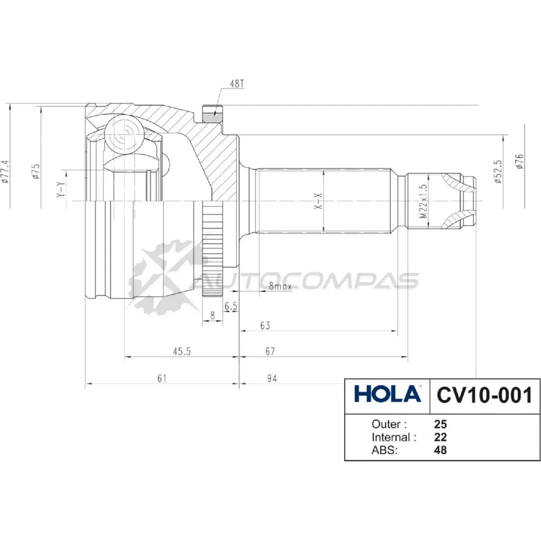 ШРУС наружный HOLA 8718401517318 ZLM WT 1271765478 CV10-001 изображение 2