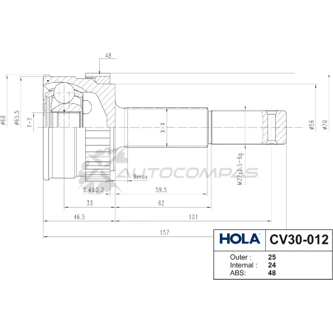 ШРУС наружный HOLA 1441273365 7M QM4 CV30-012 изображение 0