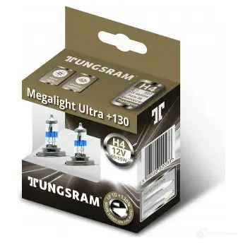 Лампа галогеновая H4 MEGALIGHT ULTRA +130% 60/55 Вт 12 В TUNGSRAM 1439691546 MY8 4A 50440XNUB2