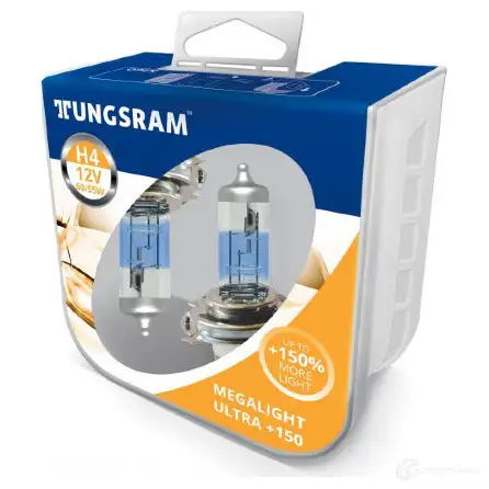 Лампа галогеновая H4 MEGALIGHT ULTRA +150% 60/55 Вт 12 В TUNGSRAM ULE 743Z 1439691548 50440NXNUPB2