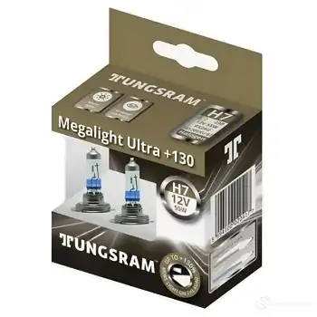 Лампа галогеновая H7 MEGALIGHT ULTRA +130% 55 Вт 12 В 3500K TUNGSRAM 8HC3 F 58520XNUPB2 1439691618