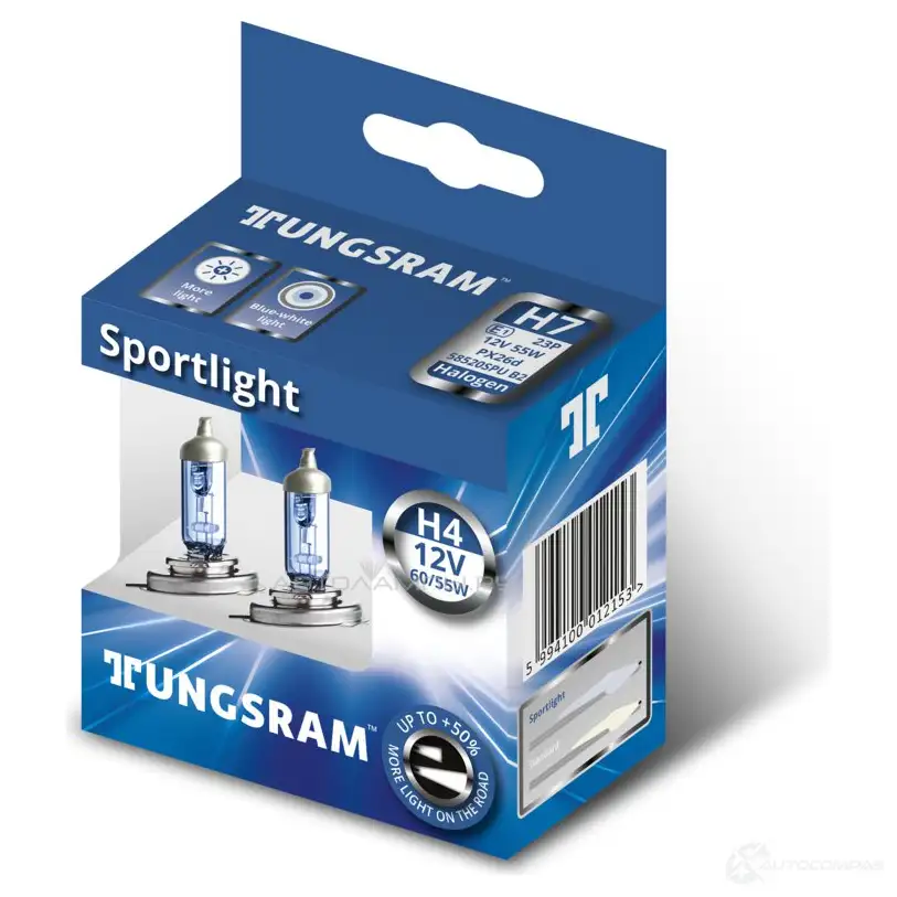 Лампа галогеновая H4 SPORTLIGHT 60/55 Вт 12 В TUNGSRAM Y LT9OC 1439693329 50440SPUB2 - Изображение 1