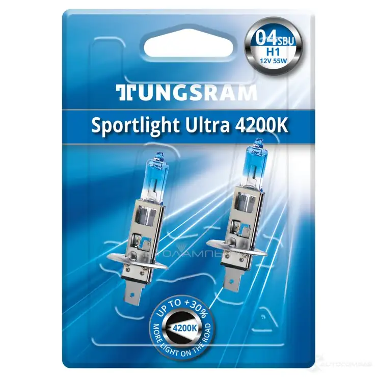 Лампа галогеновая H1 SPORTLIGHT ULTRA 55 Вт 12 В TUNGSRAM 50310SBUBL2 1439693331 C OAFD63 - Изображение 1