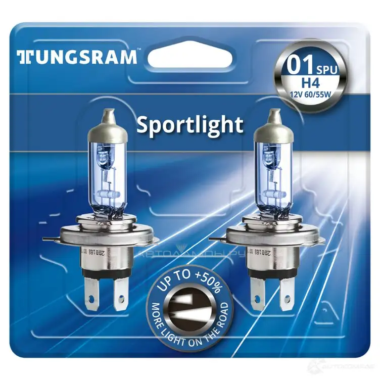 Лампа галогеновая H4 SPORTLIGHT 60/55 Вт 12 В TUNGSRAM 1439693343 D U4SIKI 50440SPUBL2 - Изображение 1