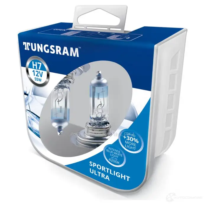 Лампа галогеновая H7 SPORTLIGHT ULTRA 55 Вт 12 В TUNGSRAM 1439693347 58520SBUPB2 ZQZJ X - Изображение 1