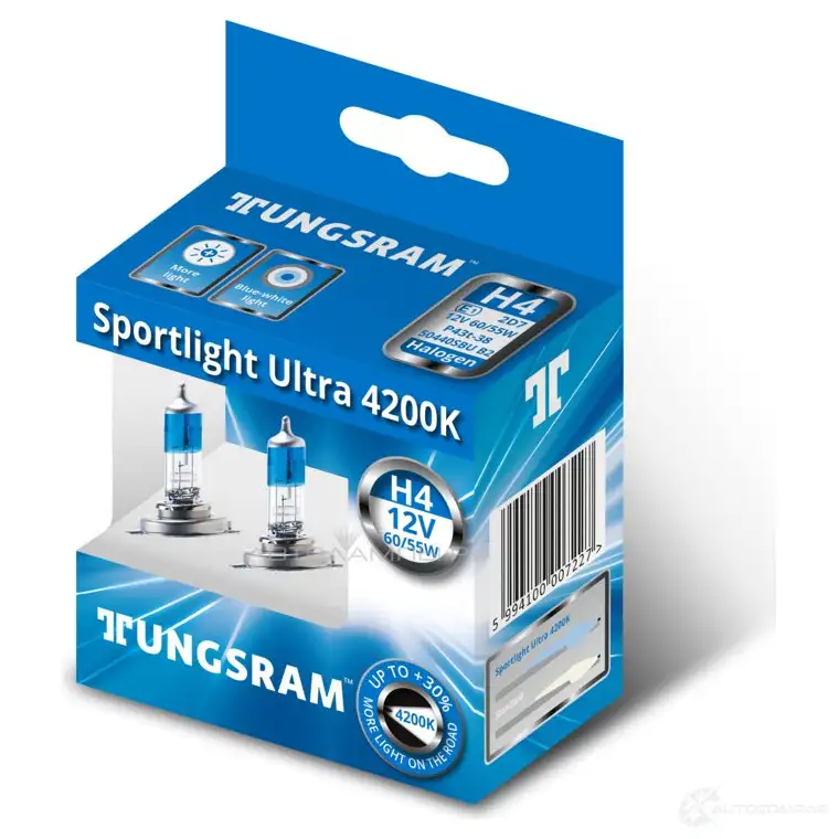 Лампа галогеновая H4 SPORTLIGHT ULTRA 60/55 Вт 12 В TUNGSRAM 1439693356 50440SBU2XH4 S RJ0ZOD - Изображение 1