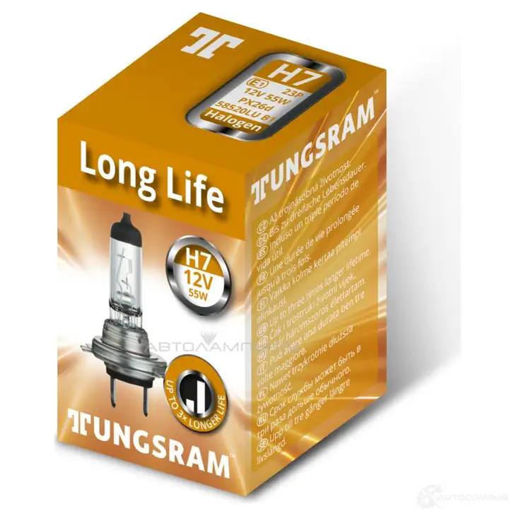 Лампа галогеновая H7 LONGLIFE 55 Вт 12 В TUNGSRAM BLED XM 1439693520 58520LUB1 - Изображение 1