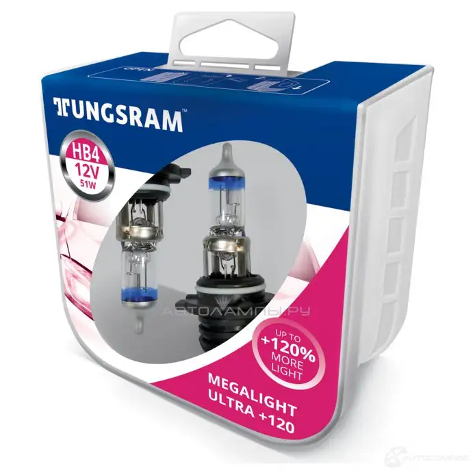 Лампа галогеновая HB4 MEGALIGHT ULTRA +120% 51 Вт 12 В TUNGSRAM T 83EL 1439693591 9006SNUPB2 - Изображение 1