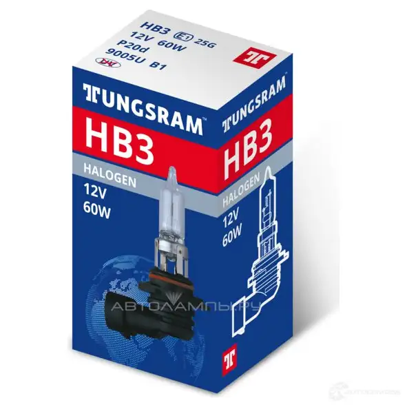 Лампа галогеновая HB3 60 Вт 12 В TUNGSRAM 0DB5 G91 1439693724 9005UB1 - Изображение 1