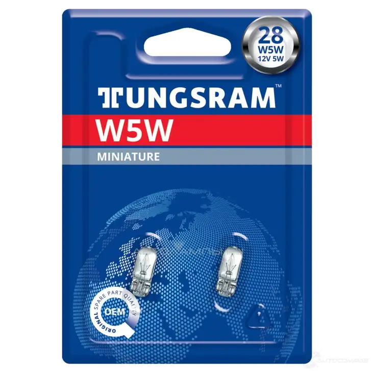 Лампа W5W 5 Вт 12 В TUNGSRAM TV 13CM 501BL2 1439693740 - Изображение 1