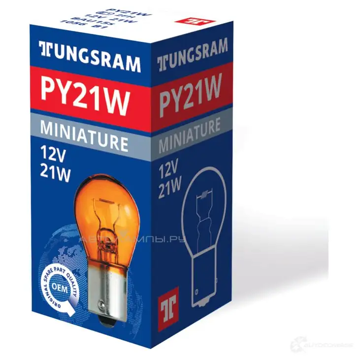 Лампа PY21W 21 Вт 12 В TUNGSRAM 1439693744 1056B1 R5VR07 8 - Изображение 1