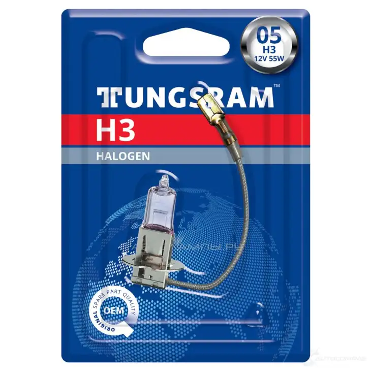 Лампа галогеновая H3 55 Вт 12 В TUNGSRAM 1439693759 7W811 EG 50340UBL1 - Изображение 1