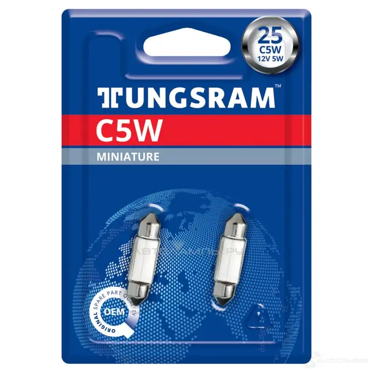 Лампа C5W 5 Вт 12 В TUNGSRAM 1439693772 HU0 2R 7546BL2 - Изображение 1
