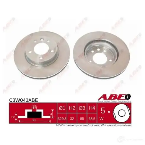 Тормозной диск ABE T22L R 5900427201965 3340181 C3W043ABE - Изображение 1