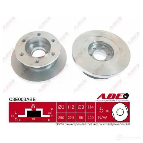 Тормозной диск ABE C3E003ABE 5900427199484 3339928 W I7EB изображение 0