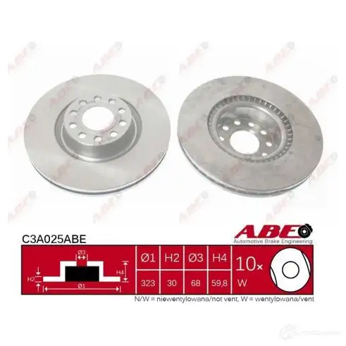 Тормозной диск ABE 3339844 5900427198623 8EVE AS C3A025ABE - Изображение 1