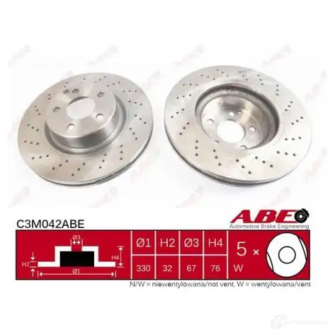 Тормозной диск ABE 5900427200524 C3M042ABE 3340033 SYG SRTS
