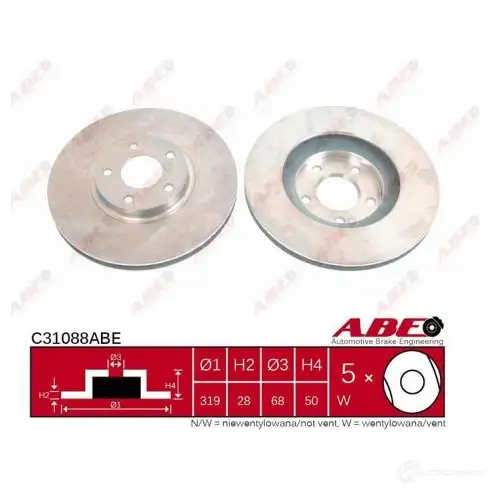 Тормозной диск ABE 5900427195806 3339564 C31088ABE 2EJ OIE - Изображение 1