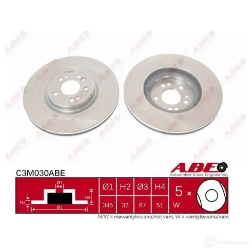 Тормозной диск ABE 8TTDUA X 5900427200470 C3M030ABE 3340028 - Изображение 1