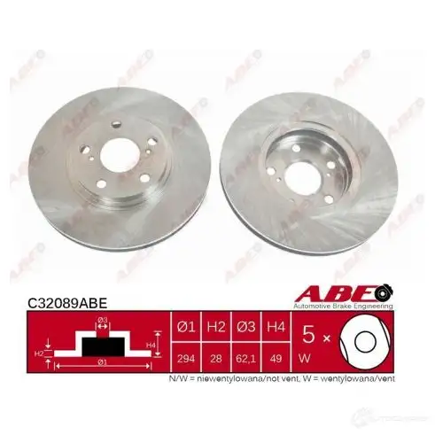 Тормозной диск ABE PPA 3MP 5900427196186 3339596 C32089ABE - Изображение 1