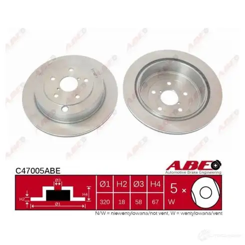 Тормозной диск ABE 5900427204348 3340418 9 KIZU C47005ABE - Изображение 1
