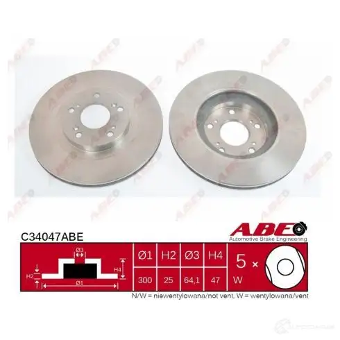 Тормозной диск ABE 2 H16WW C34047ABE 3339738 5900427197565 изображение 0