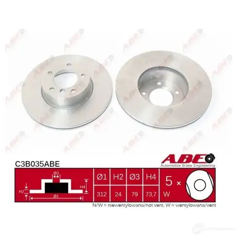 Тормозной диск ABE C3B035ABE BGW DP 5900427198968 3339878 - Изображение 1