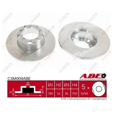 Тормозной диск ABE 5900427200326 C3M004ABE 3340014 6VESN QW - Изображение 1