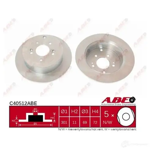 Тормозной диск ABE W70QJ LU 5900427202962 C40512ABE 3340283 - Изображение 1