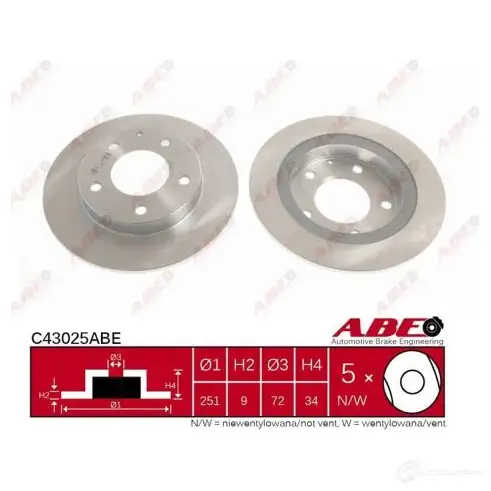 Тормозной диск ABE 5900427203761 F QUGXBJ C43025ABE 3340360 - Изображение 1
