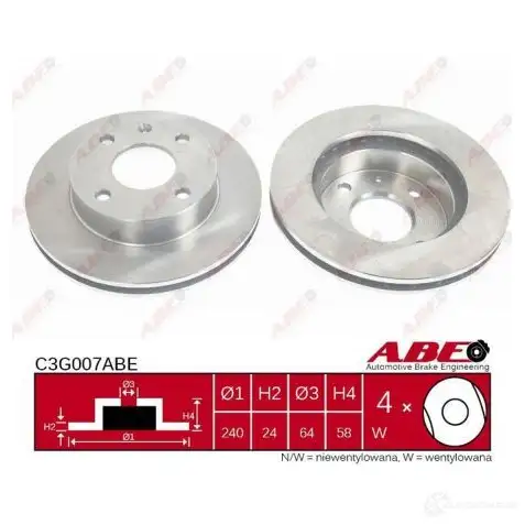 Тормозной диск ABE C3G007ABE ROZ ZXO6 5900427199767 3339956 - Изображение 1