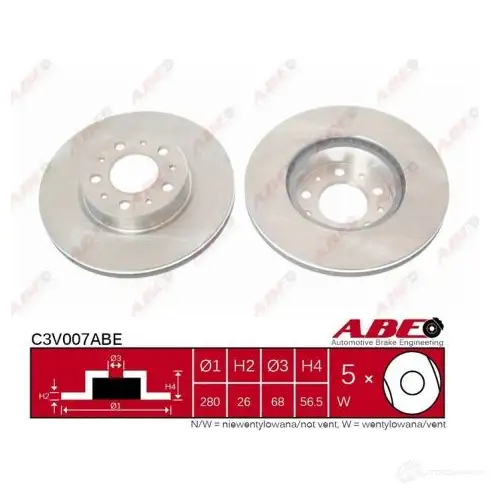 Тормозной диск ABE 3340134 R 9EHMC C3V007ABE 5900427201507 изображение 0