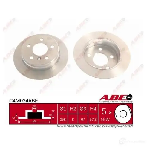 Тормозной диск ABE 0EQ BWI C4M034ABE 5900427205949 3340574 - Изображение 1