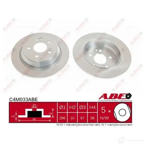 Тормозной диск ABE 3340573 5900427205932 U50X 0D C4M033ABE - Изображение 1