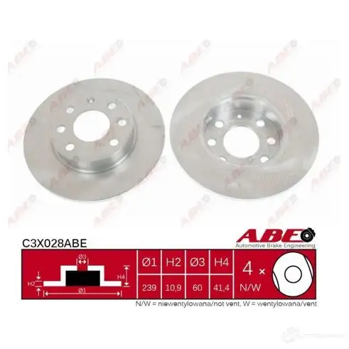Тормозной диск ABE QBD1I V 3340290 c41023abe изображение 2