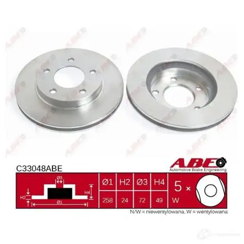 Тормозной диск ABE 5900427197107 0 OHEC 3339690 C33065ABE - Изображение 1