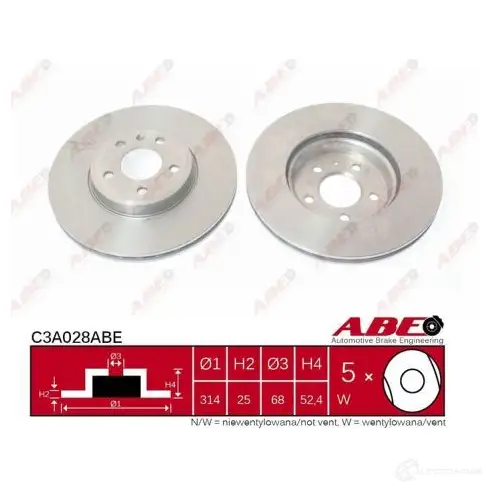 Тормозной диск ABE 3339847 J JRA5 C3A028ABE 5900427198654 - Изображение 1