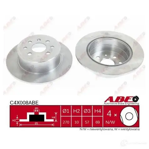 Тормозной диск ABE 5900427206908 3340672 C4X008ABE OUW6 HQT - Изображение 1