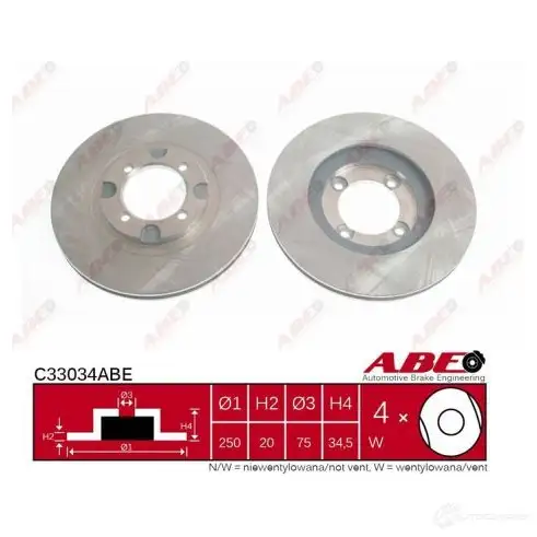 Тормозной диск ABE 3339673 5900427196940 FOZ AJA6 C33034ABE - Изображение 1