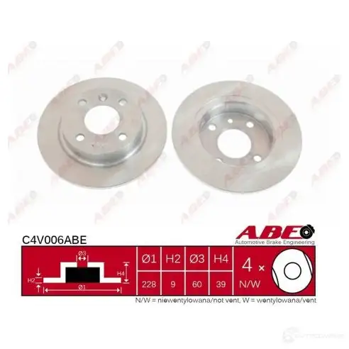 Тормозной диск ABE C4V006ABE 3340639 ZVRAI ZL 5900427206571 - Изображение 1