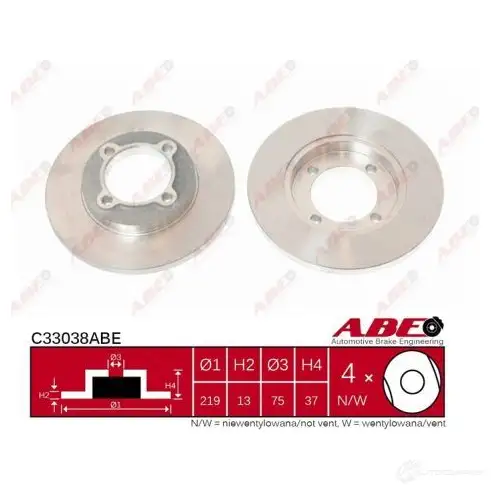Тормозной диск ABE 3339675 D UD3Y 5900427196964 C33038ABE - Изображение 1