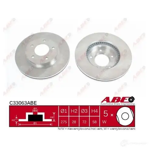 Тормозной диск ABE 3339688 C33063ABE BT3 FI 5900427197084 - Изображение 1