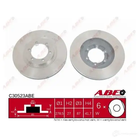 Тормозной диск ABE 5900427195417 UW ZL9 3339522 C30523ABE - Изображение 1