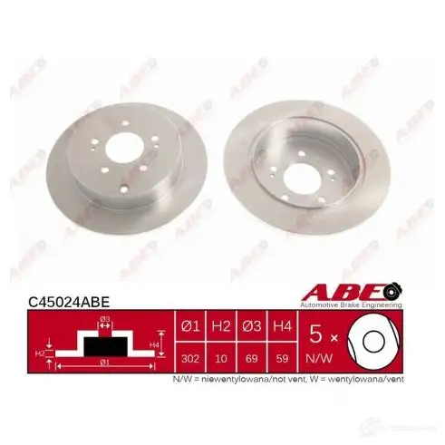 Тормозной диск ABE 4UJYG X 3340409 C45024ABE 5900427204263 - Изображение 1